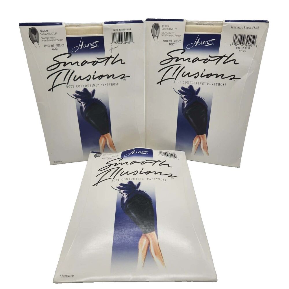 Hanes Smooth Illusions Body Contouring Pantyhose 3 Pairs Size CD Ivory Style 637
